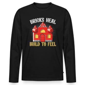 Master Builder Bricks Blocks Play Building Blocks - Men's Premium Organic Long Sleeve Shirt - black - Front - Nico (187cm)