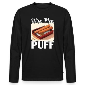 Cigar Smoking Tobacco Smoke Cigarette Smoker Cigar - Men's Premium Organic Long Sleeve Shirt - black - Front - Nico (187cm)