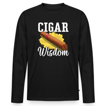 Fumer le cigare Fumée de tabac Cigare fumeur de cigarette - T-shirt manches longues Premium bio Homme - noir - Devant - Nico (187cm)