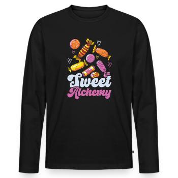 Fabrication de bonbons Fabricant de bonbons Fabrication de bonbons J’aime les bonbons - T-shirt manches longues Premium bio Homme - noir - Devant - Nico (187cm)