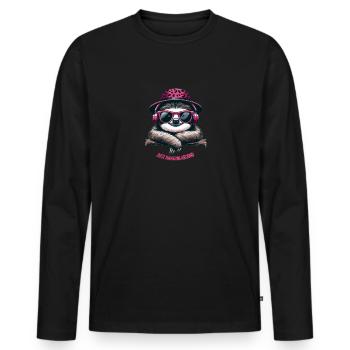 Comic sloth on branch chilling - Men's Premium Organic Long Sleeve Shirt - black - Front - Nico (187cm)
