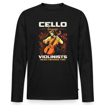 Cellist Musikinstrument Musiker Cellist - Männer Premium Bio Langarmshirt - Schwarz - Vorne - Nico (187cm)