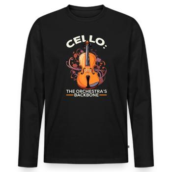 Cello Player Musical Instrument Musician Cellist - Men's Premium Organic Long Sleeve Shirt - black - Front - Nico (187cm)