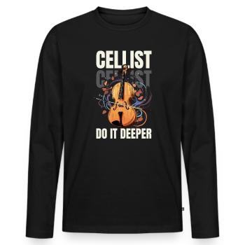 Violoncelle Instrument de musique Musicien Violoncelliste - T-shirt manches longues Premium bio Homme - noir - Devant - Nico (187cm)