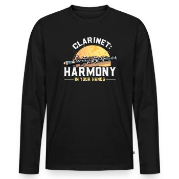 Klarinetten Musikinstrument Musiker Klarinettist - Männer Premium Bio Langarmshirt - Schwarz - Vorne - Nico (187cm)