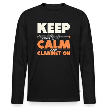 Clarinettes Instrument de musique Musicien Clarinettiste - T-shirt manches longues Premium bio Homme - noir - Devant - Nico (187cm)