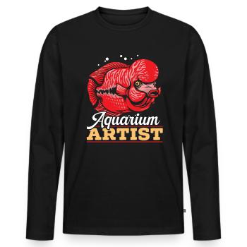 Flowerhorn Fish Lover Freshwater Aquarium Fish - Men's Premium Organic Long Sleeve Shirt - black - Front - Nico (187cm)
