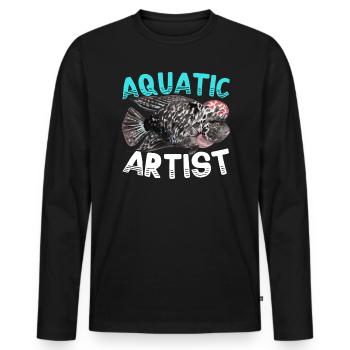 Flowerhorn Fish Lover Poisson d’eau douce d’aquarium - T-shirt manches longues Premium bio Homme - noir - Devant - Nico (187cm)