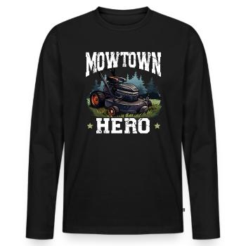 Lawn Mower Lawn Mowing Landscaping Gardening - Men's Premium Organic Long Sleeve Shirt - black - Front - Nico (187cm)