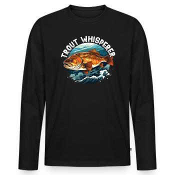 Speckled Trout Fish Fisher Fisherman Fishing - Men's Premium Organic Long Sleeve Shirt - black - Front - Nico (187cm)