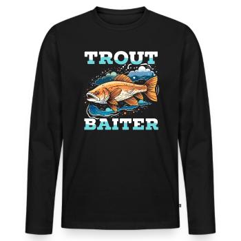 Speckled Trout Fish Fisher Fisherman Fishing - Men's Premium Organic Long Sleeve Shirt - black - Front - Nico (187cm)