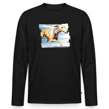 Greyhound Racing Dog Race Greyhound Race Propriétaire de lévrier - T-shirt manches longues Premium bio Homme - noir - Devant - Nico (187cm)
