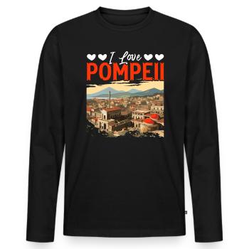 Pompeji Geschichte Reisen Ich liebe das Römische Reich - Männer Premium Bio Langarmshirt - Schwarz - Vorne - Nico (187cm)