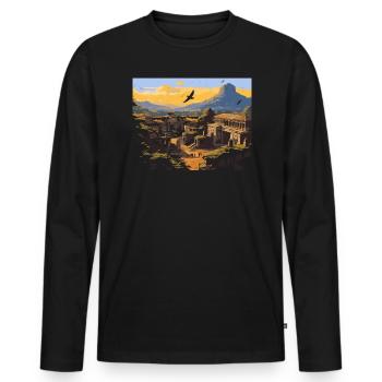 Pompeji Geschichte Reisen Ich liebe das Römische Reich - Männer Premium Bio Langarmshirt - Schwarz - Vorne - Nico (187cm)
