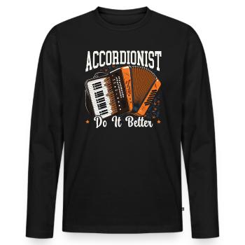 Accordion Player Musical Instrument Accordionist - Men's Premium Organic Long Sleeve Shirt - black - Front - Nico (187cm)