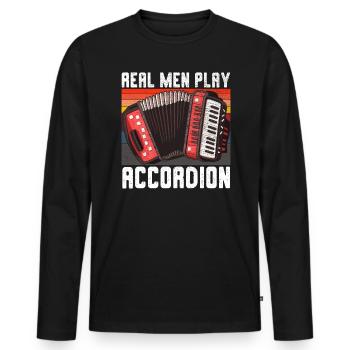 Accordion Player Musical Instrument Accordionist - Men's Premium Organic Long Sleeve Shirt - black - Front - Nico (187cm)