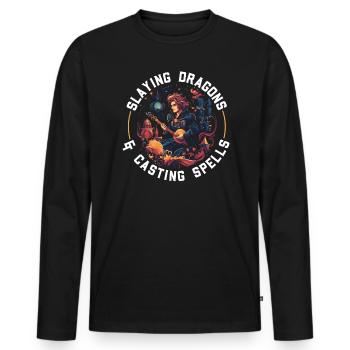 GN GN GN Jeu vidéo de rôle en direct - T-shirt manches longues Premium bio Homme - noir - Devant - Nico (187cm)