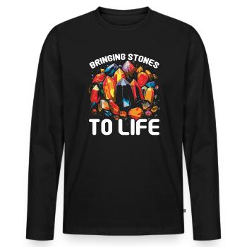 Lapidaire artiste pierres précieuses Pierre de collecte Pierre - T-shirt manches longues Premium bio Homme - noir - Devant - Nico (187cm)