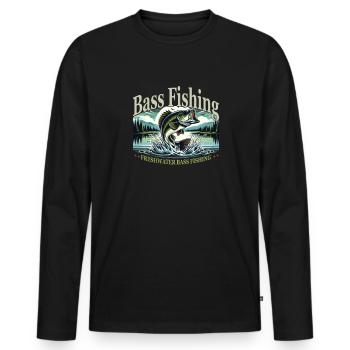 Fishing Nature - Perch in the Jump - Men's Premium Organic Long Sleeve Shirt - black - Front - Nico (187cm)