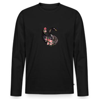 Polygon Schwan schwarz - Männer Premium Bio Langarmshirt - Schwarz - Vorne - Nico (187cm)