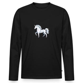 Modern Unicorn Polygon Style - Men's Premium Organic Long Sleeve Shirt - black - Front - Nico (187cm)