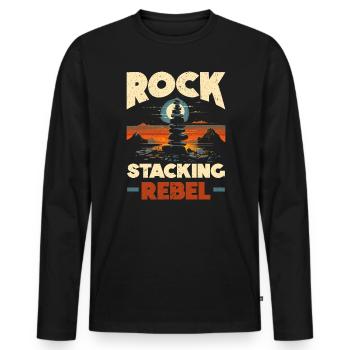 Bas de roche empileur de pierres Équilibre de roche - T-shirt manches longues Premium bio Homme - noir - Devant - Nico (187cm)