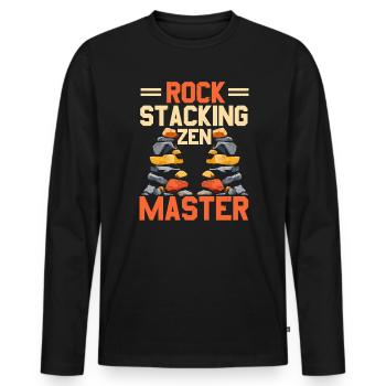Bas de roche empileur de pierres Équilibre de roche - T-shirt manches longues Premium bio Homme - noir - Devant - Nico (187cm)