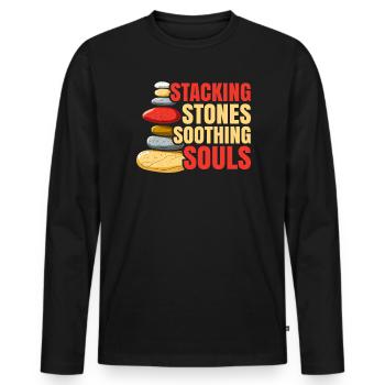 Bas de roche empileur de pierres Équilibre de roche - T-shirt manches longues Premium bio Homme - noir - Devant - Nico (187cm)