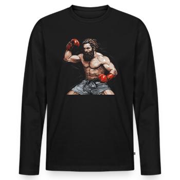Muay Thaï Boxe Arts Martiaux Artiste Martial MMA - T-shirt manches longues Premium bio Homme - noir - Devant - Nico (187cm)