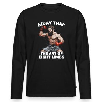 Muay Thaï Boxe Arts Martiaux Artiste Martial MMA - T-shirt manches longues Premium bio Homme - noir - Devant - Nico (187cm)