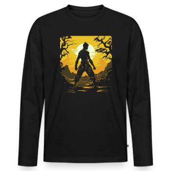 Muay Thaï Boxe Arts Martiaux Artiste Martial MMA - T-shirt manches longues Premium bio Homme - noir - Devant - Nico (187cm)