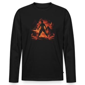 Muay Thaï Boxe Arts Martiaux Artiste Martial MMA - T-shirt manches longues Premium bio Homme - noir - Devant - Nico (187cm)