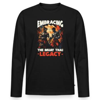 Muay Thai Boxen Kampfsport Kampfkünstler MMA - Männer Premium Bio Langarmshirt - Schwarz - Vorne - Nico (187cm)