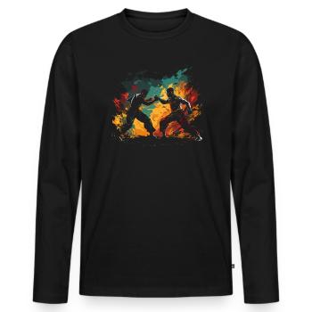 Muay Thaï Boxe Arts Martiaux Artiste Martial MMA - T-shirt manches longues Premium bio Homme - noir - Devant - Nico (187cm)