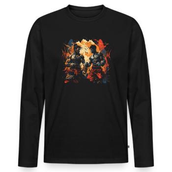 Muay Thaï Boxe Arts Martiaux Artiste Martial MMA - T-shirt manches longues Premium bio Homme - noir - Devant - Nico (187cm)