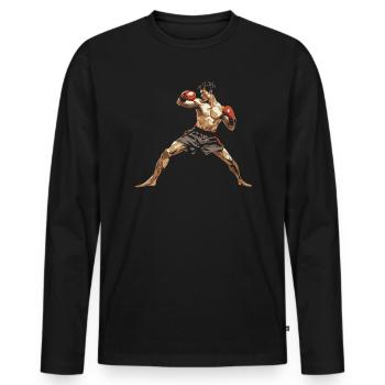 Muay Thaï Boxe Arts Martiaux Artiste Martial MMA - T-shirt manches longues Premium bio Homme - noir - Devant - Nico (187cm)
