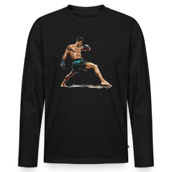 Muay Thaï Boxe Arts Martiaux Artiste Martial MMA - T-shirt manches longues Premium bio Homme - noir - Devant - Nico (187cm)