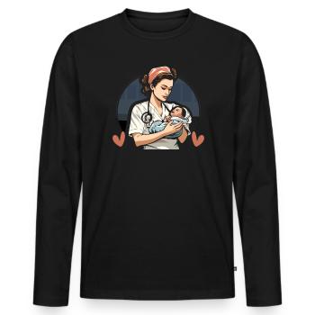 Infirmière autorisée Médecine médicale Infirmière néonatale - T-shirt manches longues Premium bio Homme - noir - Devant - Nico (187cm)