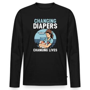 Examinierte Krankenschwester Medizinische Medizin Neugeborene Krankenschwester - Männer Premium Bio Langarmshirt - Schwarz - Vorne - Nico (187cm)