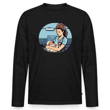 Infirmière autorisée Médecine médicale Infirmière néonatale - T-shirt manches longues Premium bio Homme - noir - Devant - Nico (187cm)