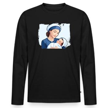 Infirmière autorisée Médecine médicale Infirmière néonatale - T-shirt manches longues Premium bio Homme - noir - Devant - Nico (187cm)