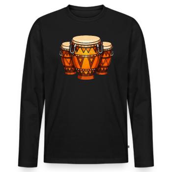 Bongo Player Musical Instrument Musician - Men's Premium Organic Long Sleeve Shirt - black - Front - Nico (187cm)