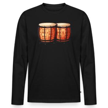 Bongospieler Musikinstrument Musiker - Männer Premium Bio Langarmshirt - Schwarz - Vorne - Nico (187cm)