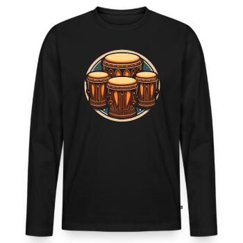 Bongo Player Musical Instrument Musician - Men's Premium Organic Long Sleeve Shirt - black - Front - Nico (187cm)