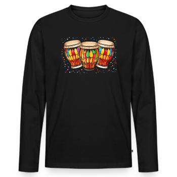 Bongo Player Musical Instrument Musician - Men's Premium Organic Long Sleeve Shirt - black - Front - Nico (187cm)
