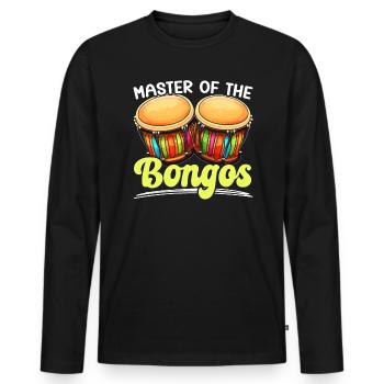 Bongospieler Musikinstrument Musiker - Männer Premium Bio Langarmshirt - Schwarz - Vorne - Nico (187cm)