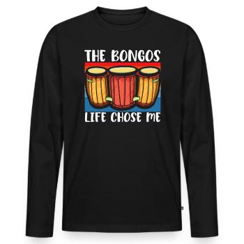 Bongospieler, Musikinstrumentenmusiker - Männer Premium Bio Langarmshirt - Schwarz - Vorne - Nico (187cm)