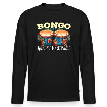 Bongospieler, Musikinstrumentenmusiker - Männer Premium Bio Langarmshirt - Schwarz - Vorne - Nico (187cm)