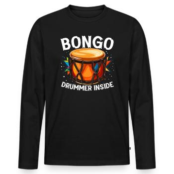 Bongospieler, Musikinstrumentenmusiker - Männer Premium Bio Langarmshirt - Schwarz - Vorne - Nico (187cm)