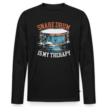 Snare Drum Musical Instrument Musician Drummer - Men's Premium Organic Long Sleeve Shirt - black - Front - Nico (187cm)